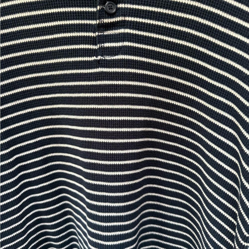 Mens Merona Blue & White Striped Long Sleeve Henley - Picture 2 of 4